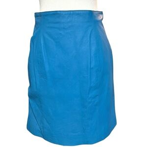 Vintage Wilsons Leather Blue Mini Skirt Rare Color Y2K Mod Womens Size 10